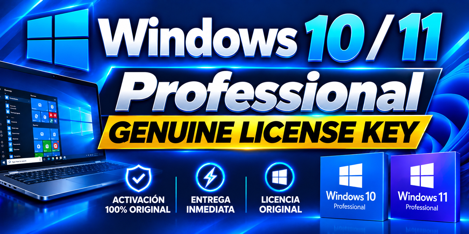 ✪  Windows 10 /  11 Professional Genuine License Key – License 1 PC Life Time ✅ 