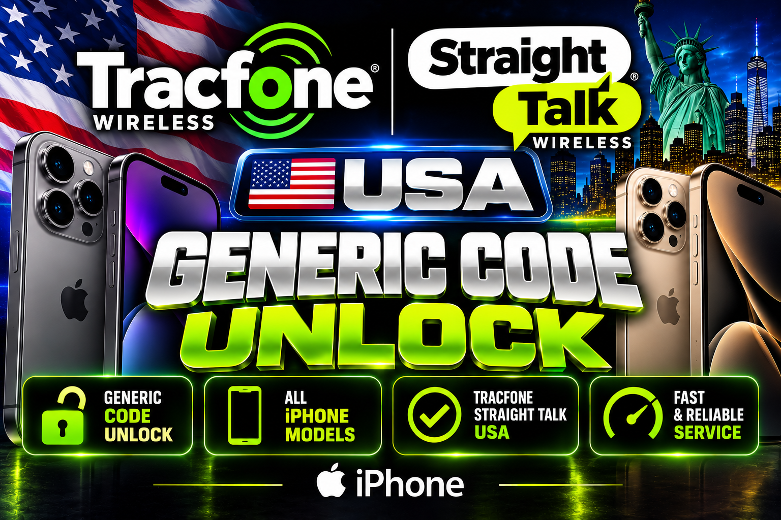 USA Tracfone/StraightTalk - Generic Code Unlock (Not elegible IMEI)