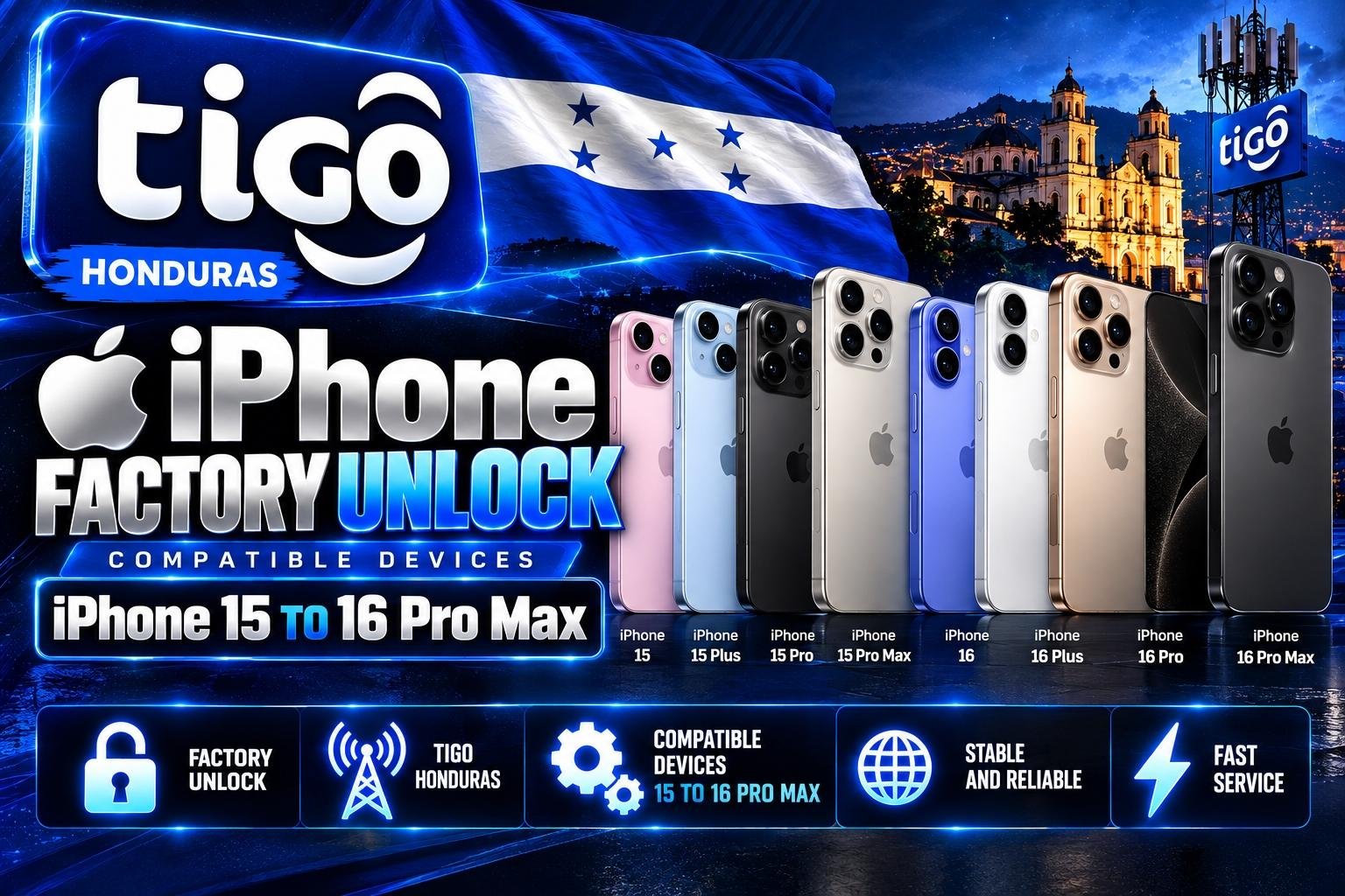 Tigo Honduras  iPhone Factory Unlock – Compatible Devices iPhone 15 To 16 Pro Max