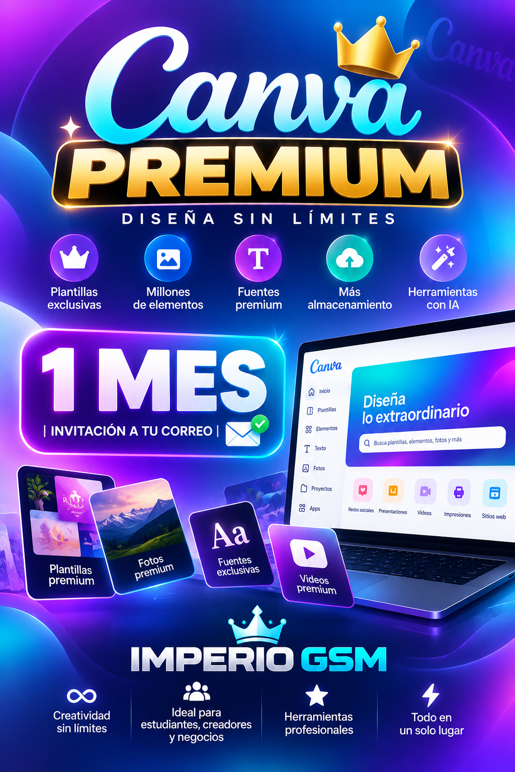 CANVA PREMIUM 1 MES | INVITACION A TU CORREO ✅ 