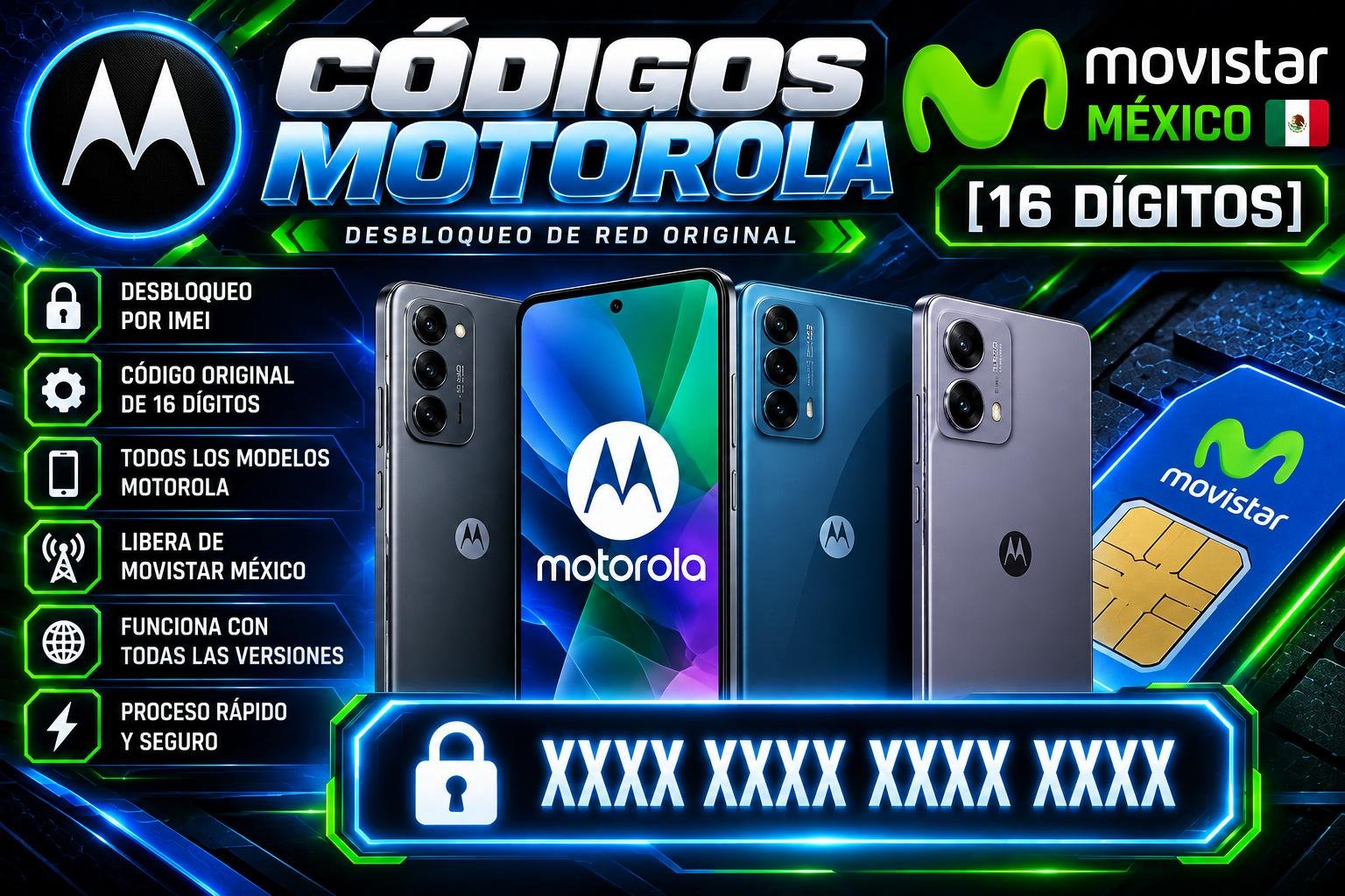 Códigos Motorola Movistar Mexico [16 Digitos]
