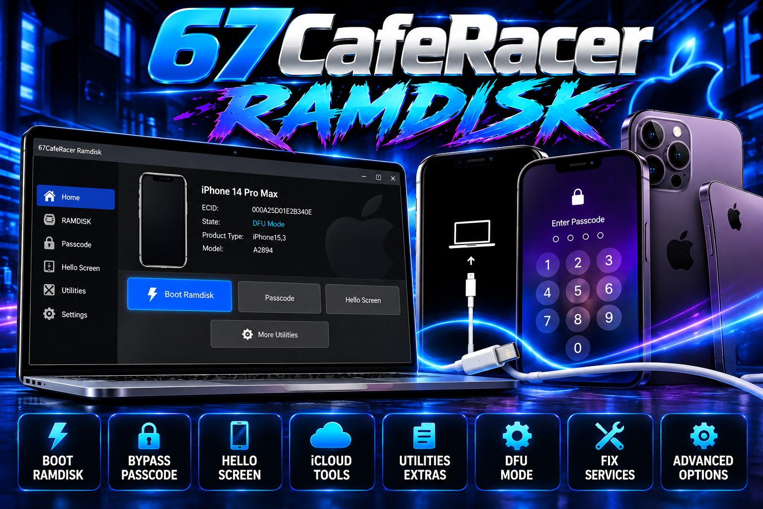 67CafeRacer Ramdisk A12 A13 Bypass Hello Screen No Signal Need Change SN - iPhone & iPad A12 A13 (Windows Tool)
