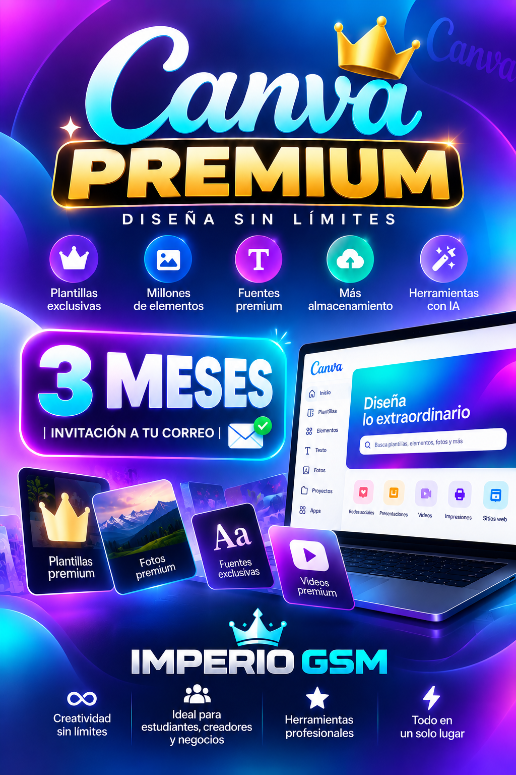 CANVA PREMIUM 3 MESES | INVITACION A TU CORREO ✅