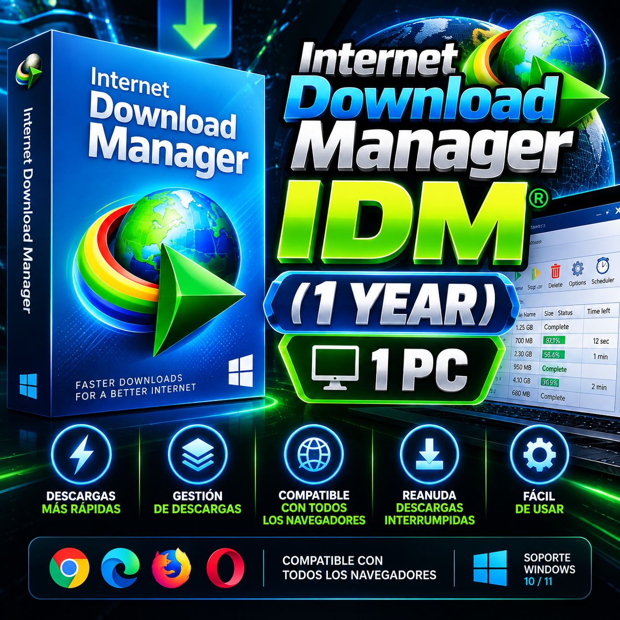 Internet Download Manger IDM (1 YEAR) 1 PC
