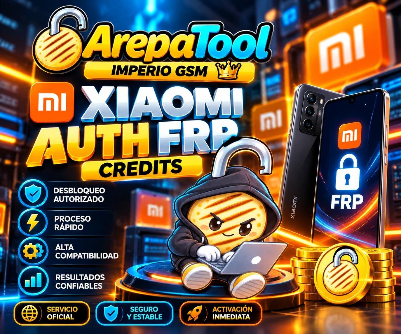 ArepaTool Xiaomi Auth FRP Credits ✅(Auto Api Instant) 