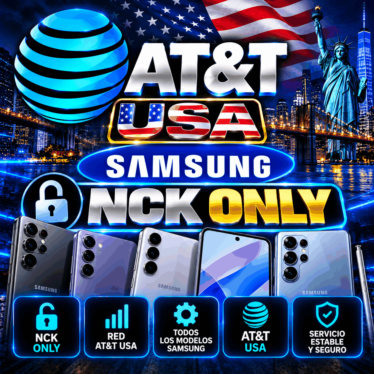 AT&T USA Samsung Unlock Code (NCK Only) – S25 / S24 / S23 / Fold 5 / Fold 4 / Flip 5 / Flip 4 / Fold 3 / Flip 3 – [ Clean + Financed  100% ]⚡5-20 Days SI NO PIDE NCK NO PROCESAR