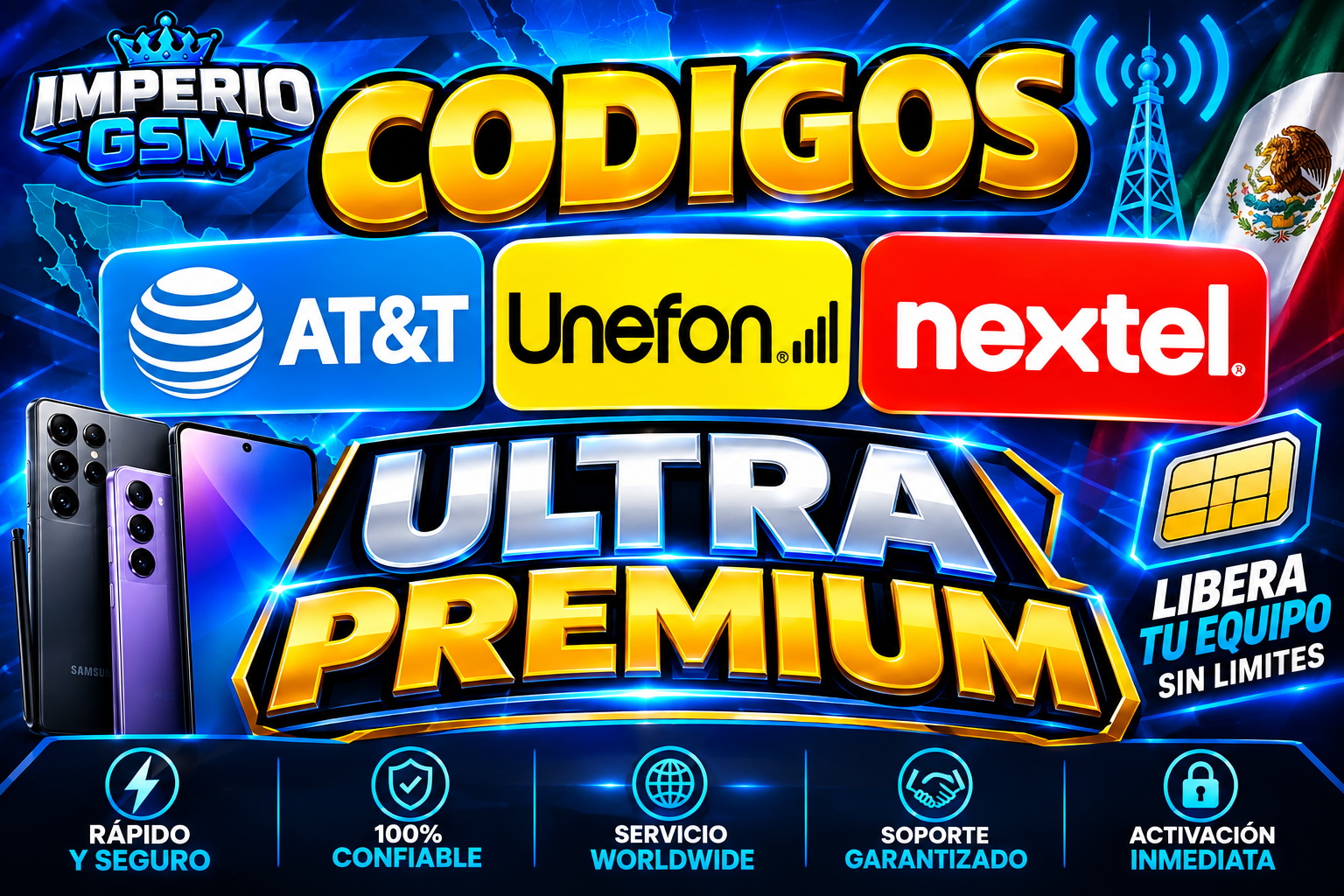 ✪ CODIGOS AT&T/UNEFON/NEXTEL ULTRA PREMIUM SISTEMA NOT FOUND