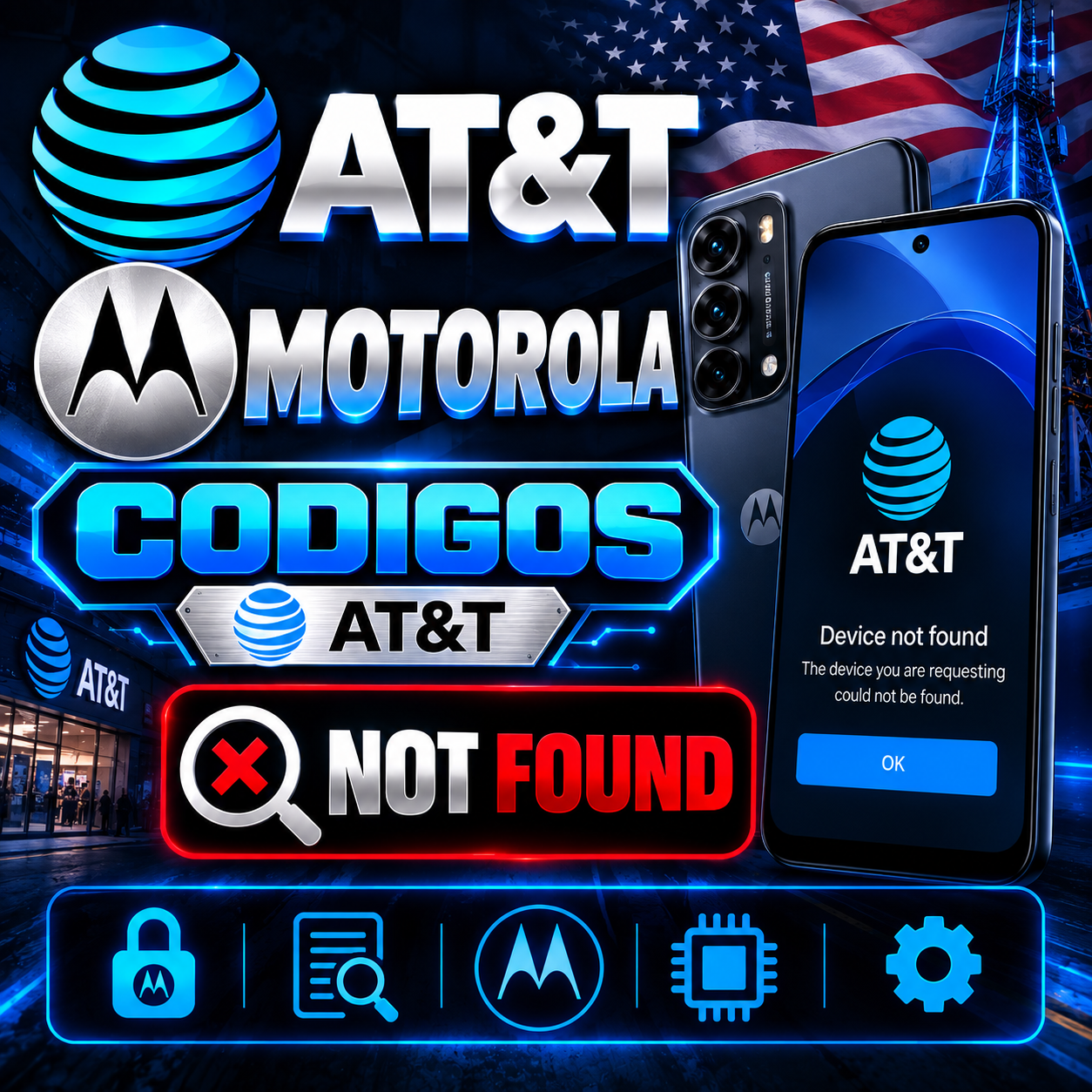 CODIGOS MOTOROLA AT&T NOT FOUND  (SOLO CODES DE 8 DIGITOS) NO HABRÁ REEMBOLSO EN CODES DE 16 DIGITOS CODES