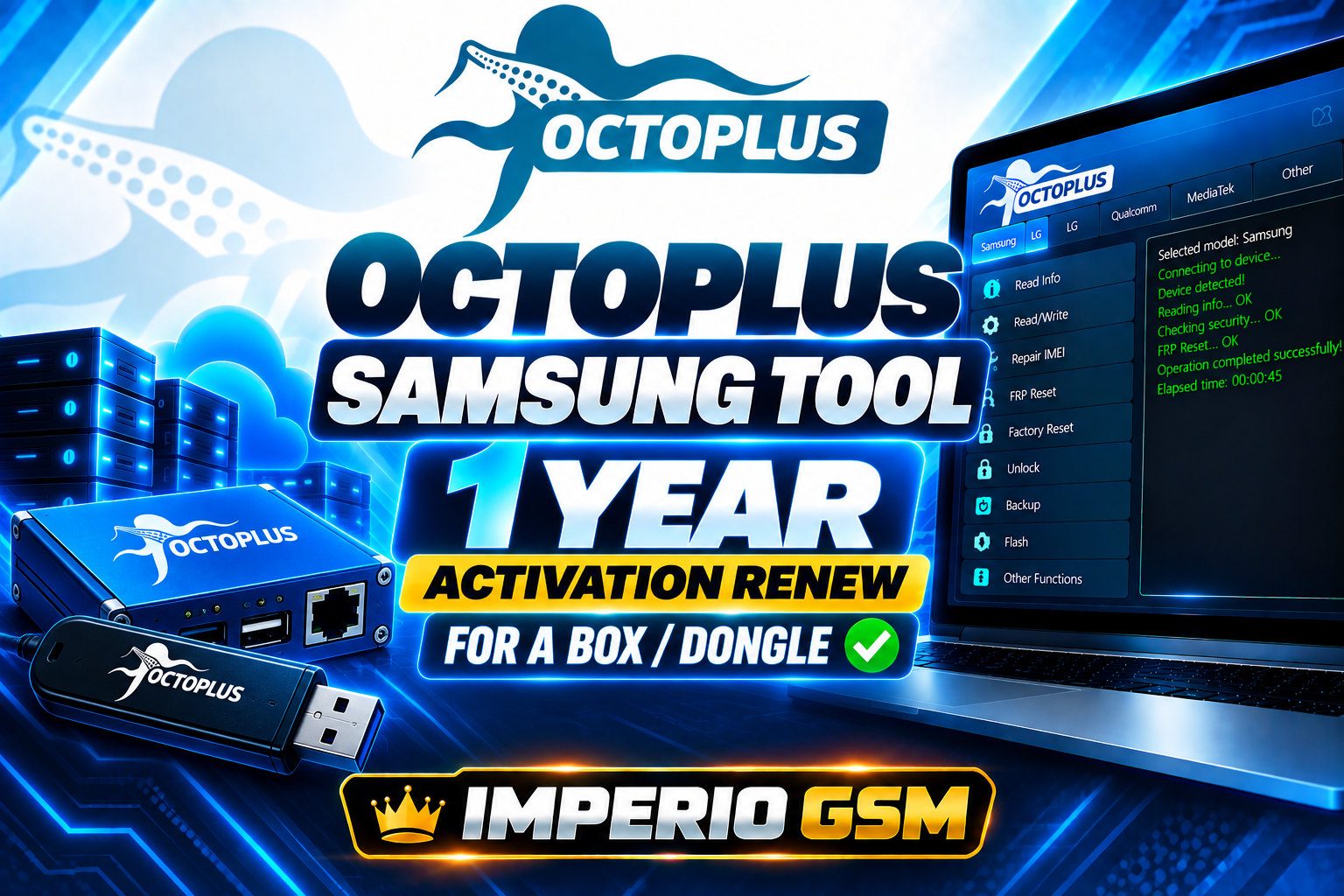 Octoplus Samsung Tool 1 Year Activation Renew for a Box / Dongle✅