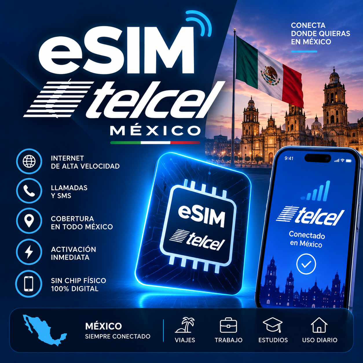 ESIM TELCEL LADA 81 MTY [TELCEL SALDO 50] INSTANT NO NECESITAS ESPERAR
