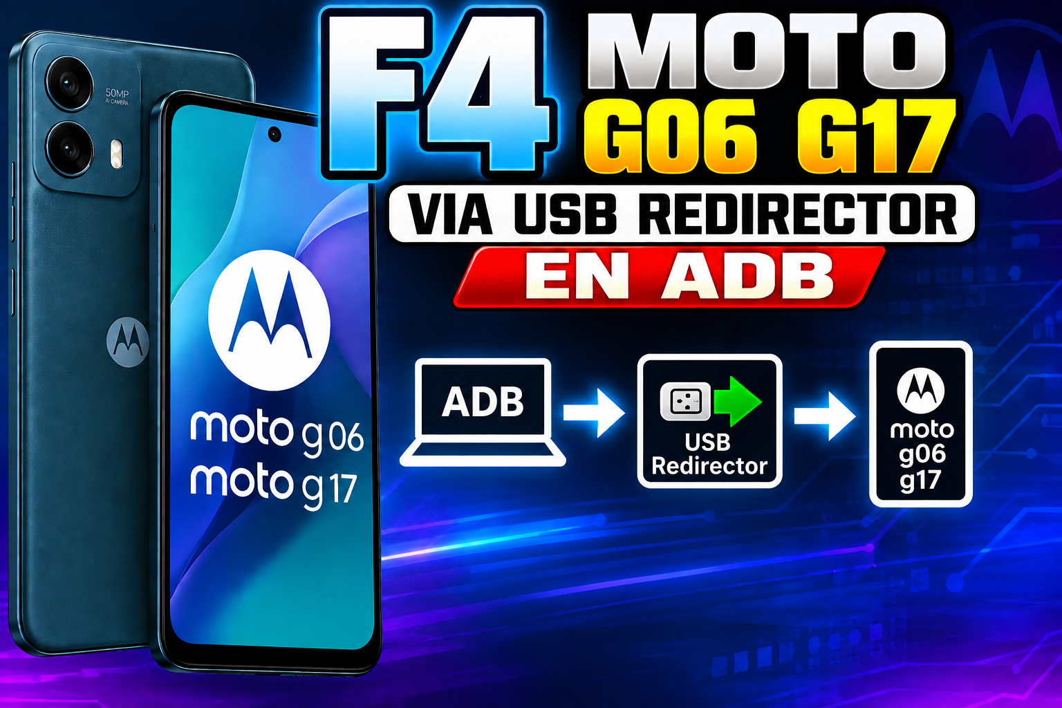 F4 REPAIR IMEI MOTO G06 G17 VIA USB REDIRECTOR EN ADB
