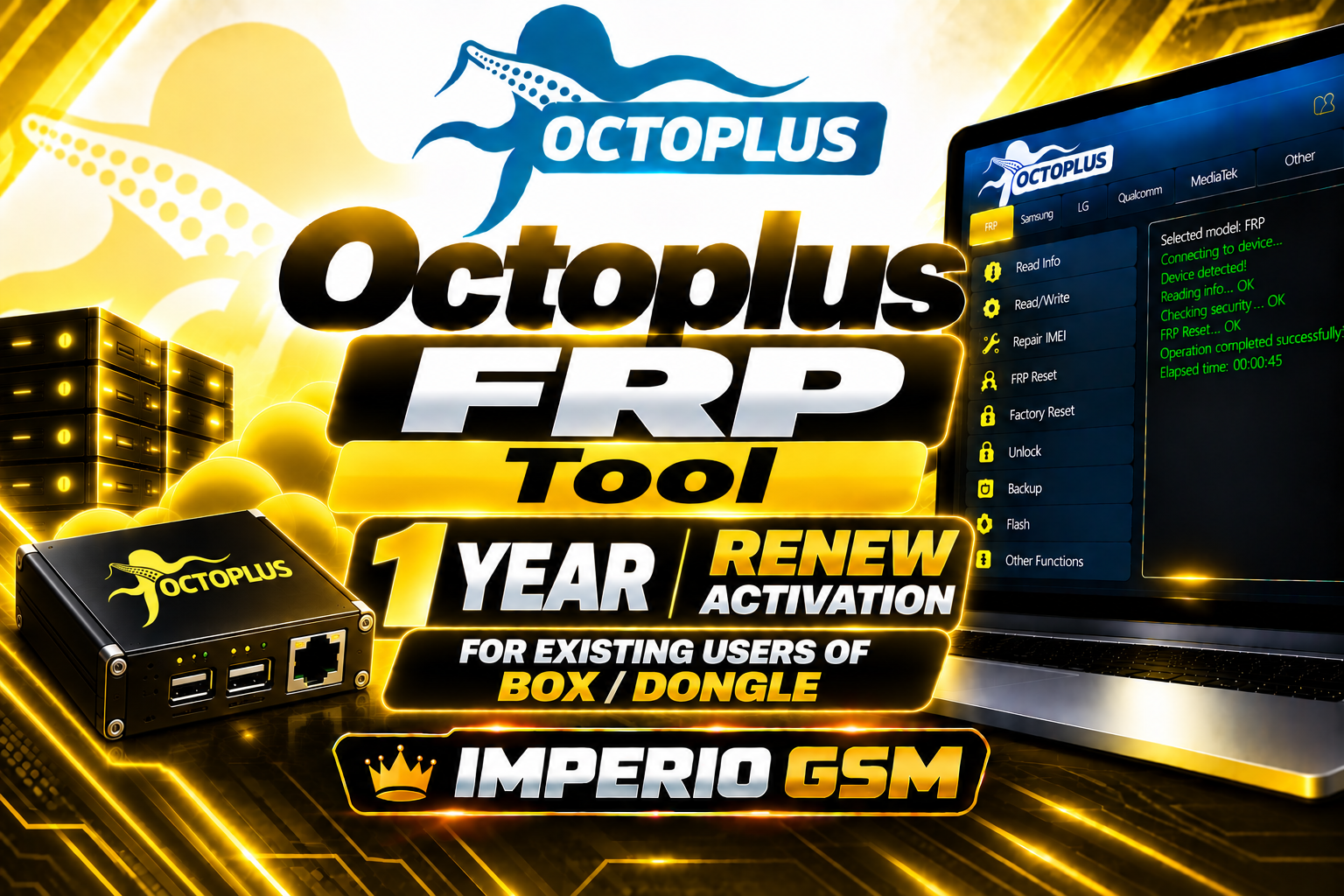 Octoplus FRP Tool 1 Year Renew Activation for Existing Users of Box / Dongle