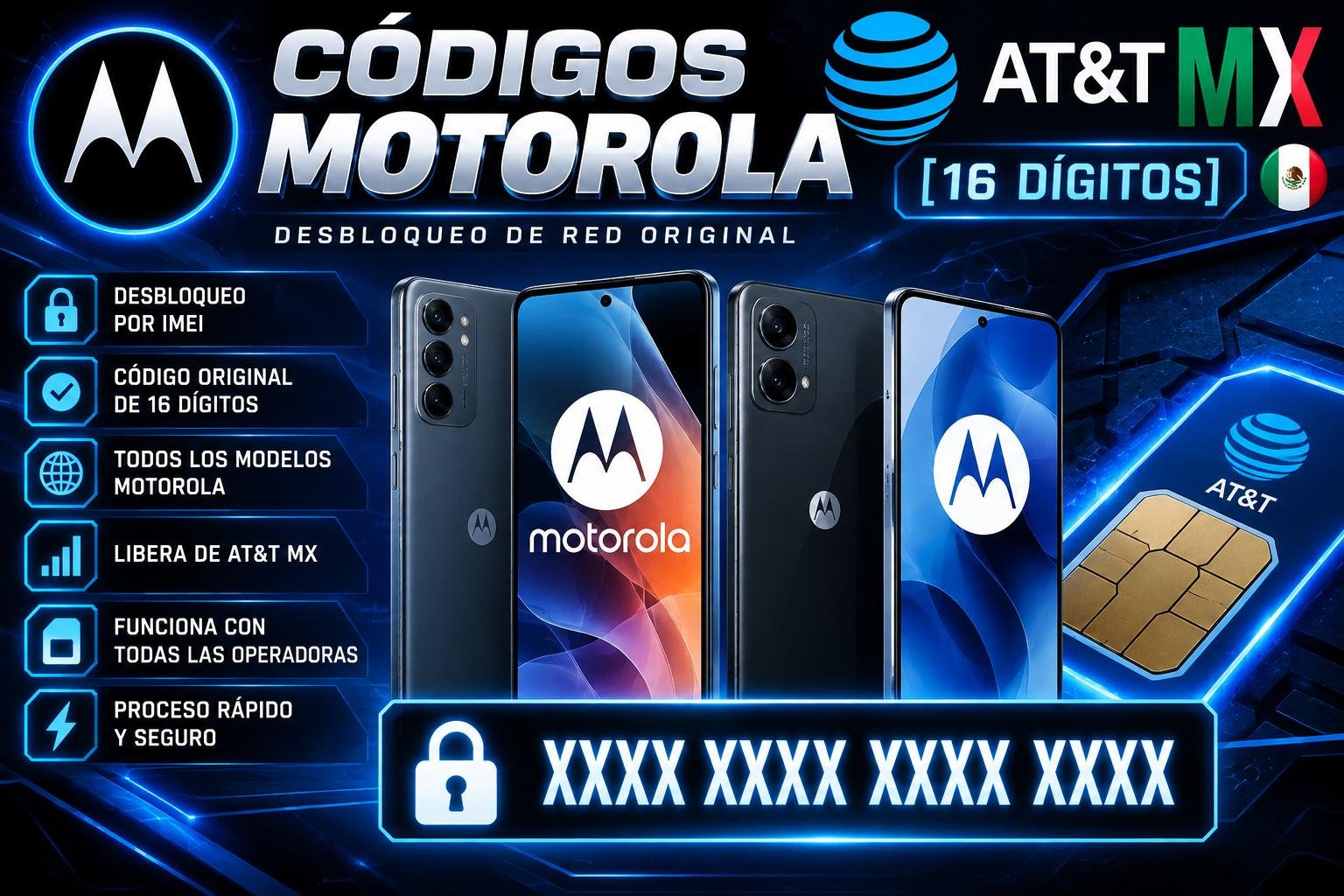 Códigos Motorola  AT&T MX [16 Digitos]