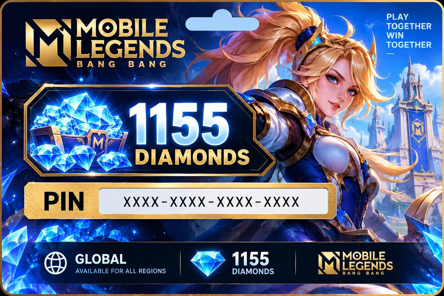 Mobile Legends Global 1155 Diamonds  PIN