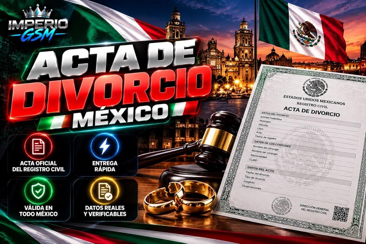 ACTA DE DIVORCIO MEXICO TODOS LOS DIAS 8AM A 11PM SERVICIO ACTIVO on