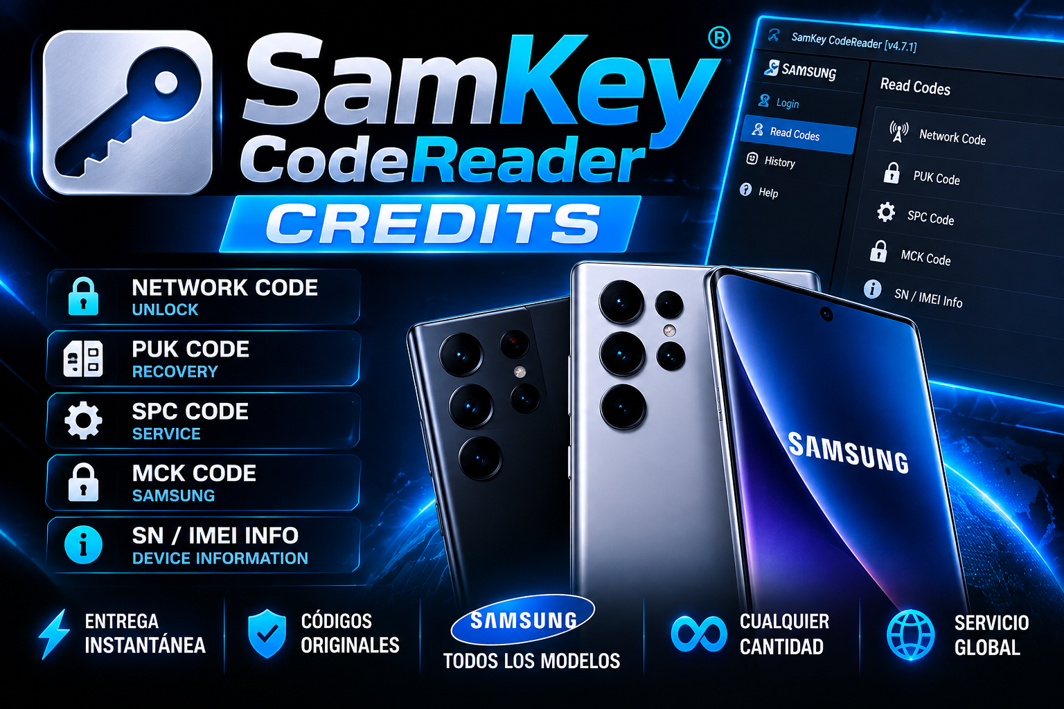 SamKey Samsung Code Reader Credits New Account Instant [Minimum 30 Credit] [ Instant ✅]