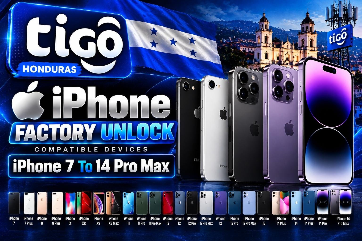 Tigo Honduras iPhone Factory Unlock – Compatible Devices iPhone 7 To 14 Pro Max